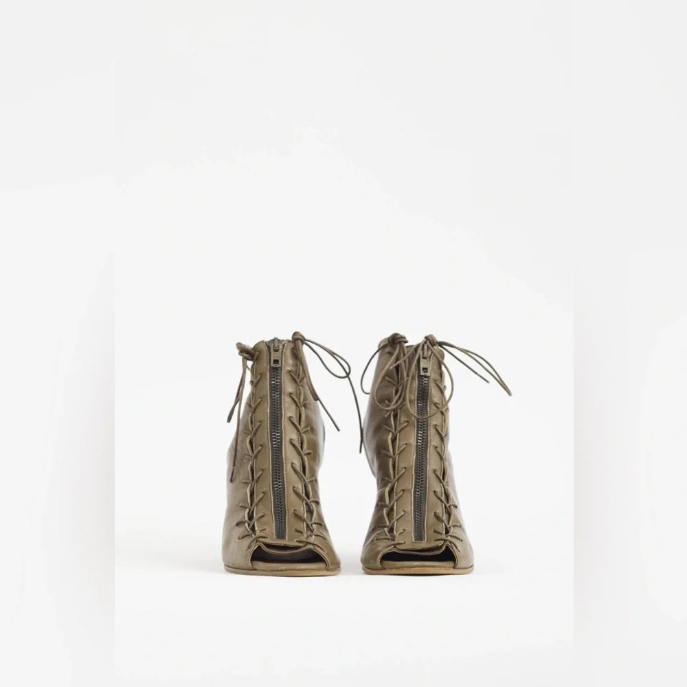 Acne Studios Leather Lace-Up Wedge Sandals Made in Italy Size 37 LNC